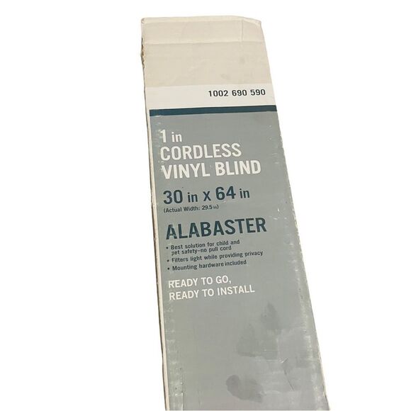 NIB Home Depot Alabaster 1" Cordless Vinyl Blind - 30"x64" - Picture 6 of 15